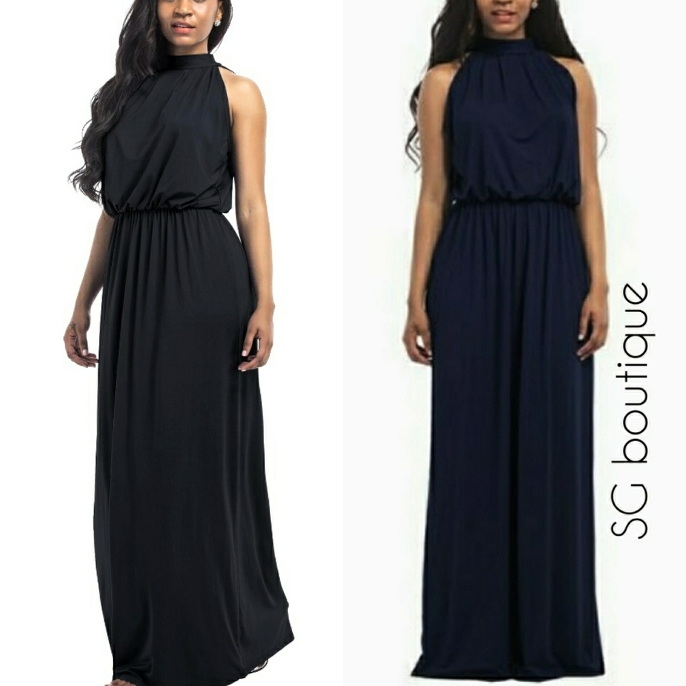 🆕⭐Mod Black halter jersey maxi dress
